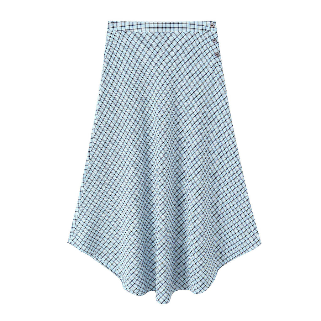 Blue plaid A-line skirt