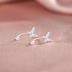 S999 sterling silver butterfly stud earrings