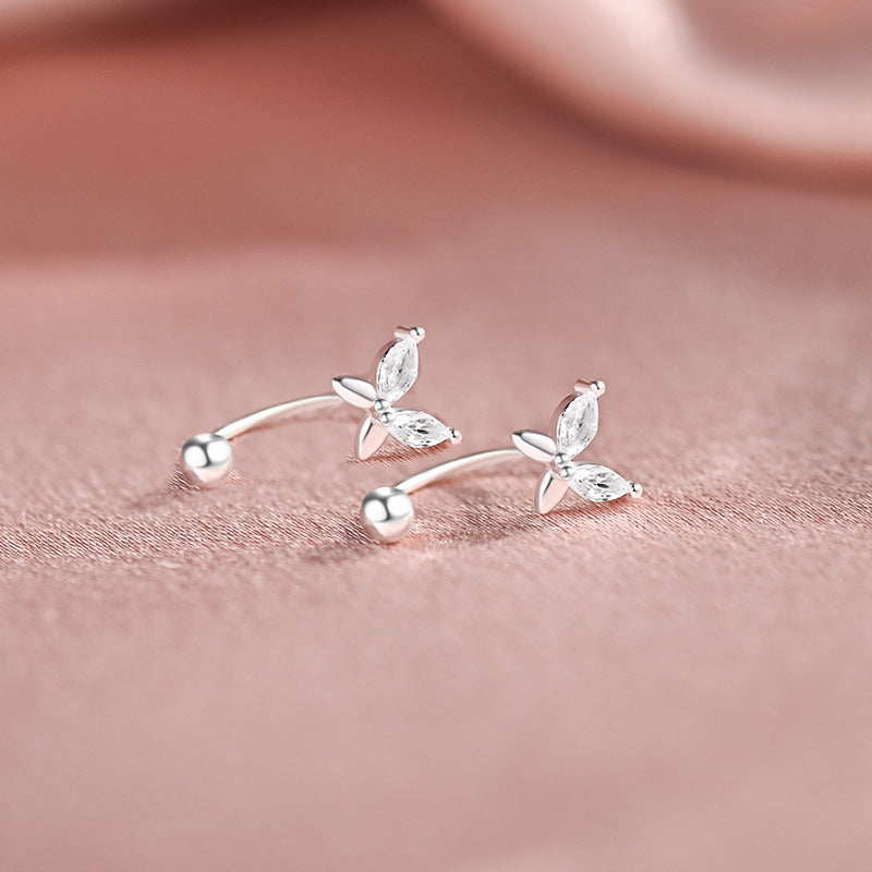 S999 sterling silver butterfly stud earrings