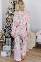 Pink Christmas Print Pajama Set