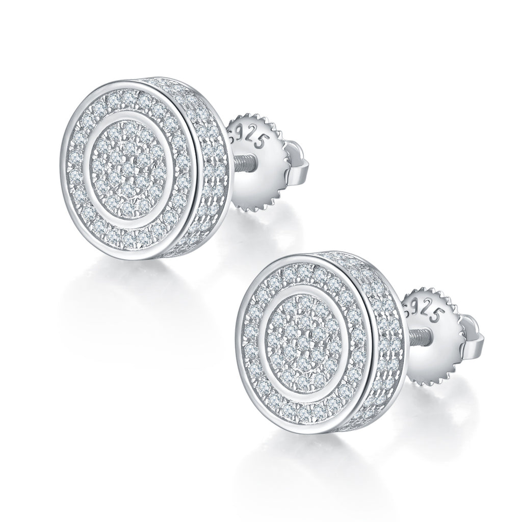 S925 silver moissanite double-halo stud earrings