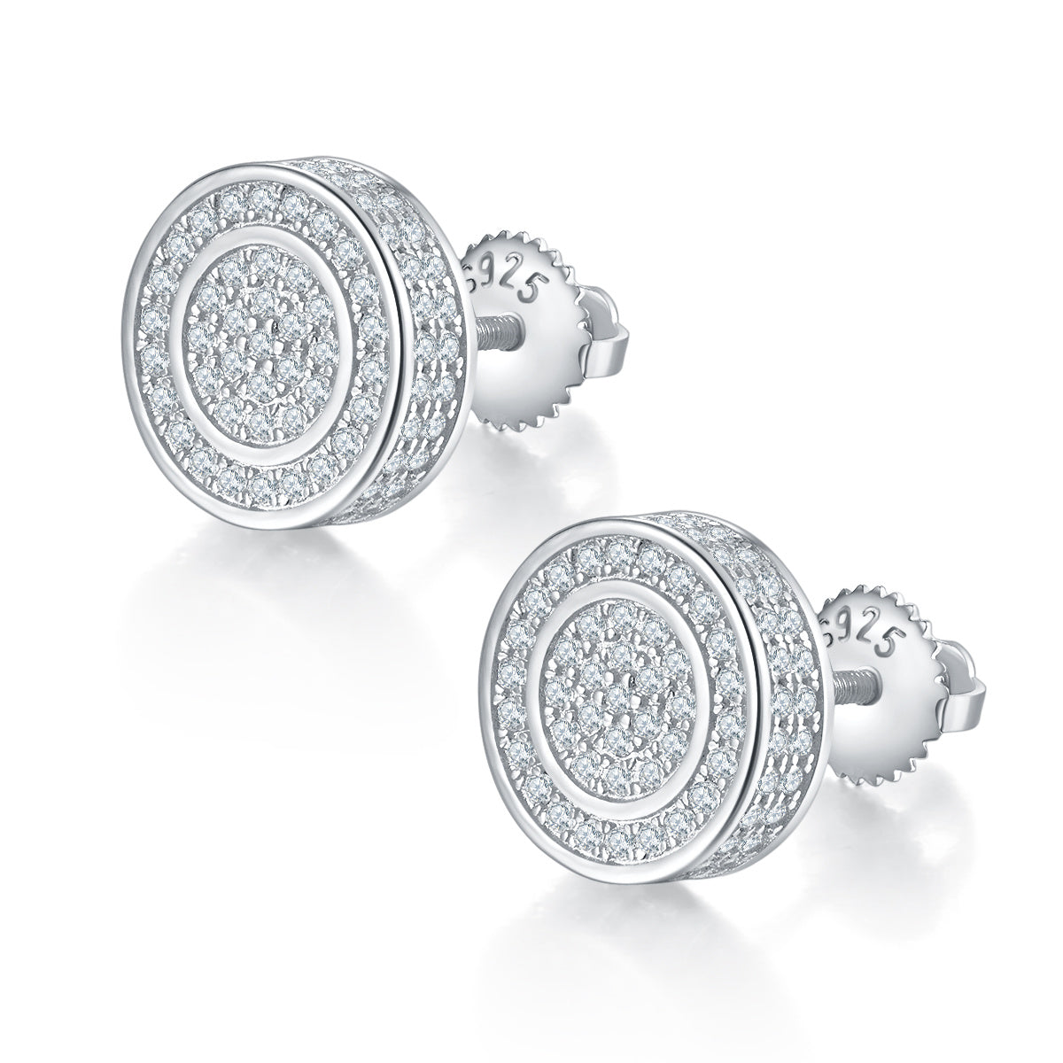 S925 silver moissanite double-halo stud earrings