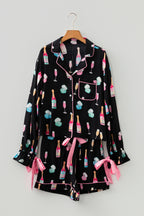 Black Christmas Wine-Glass Pajama Set
