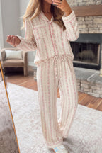 Pink Floral Button-Front Pajama Set