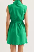 Bright Green Scallop-Hem Mini Dress