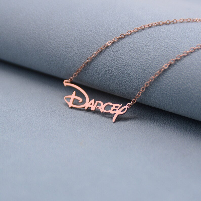 Personalized antique-style name pendant necklace