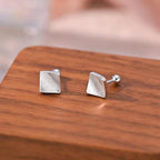 S999 sterling silver rhombus stud earrings