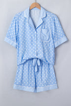 Sky Blue Dotted Print Pajama Set