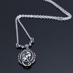 3D kitten floral wreath stainless steel necklace