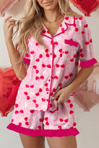 Rose Cherry Bow Short Pajama Set