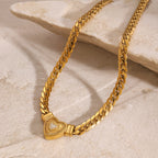 Diamond-accent heart stainless steel necklace
