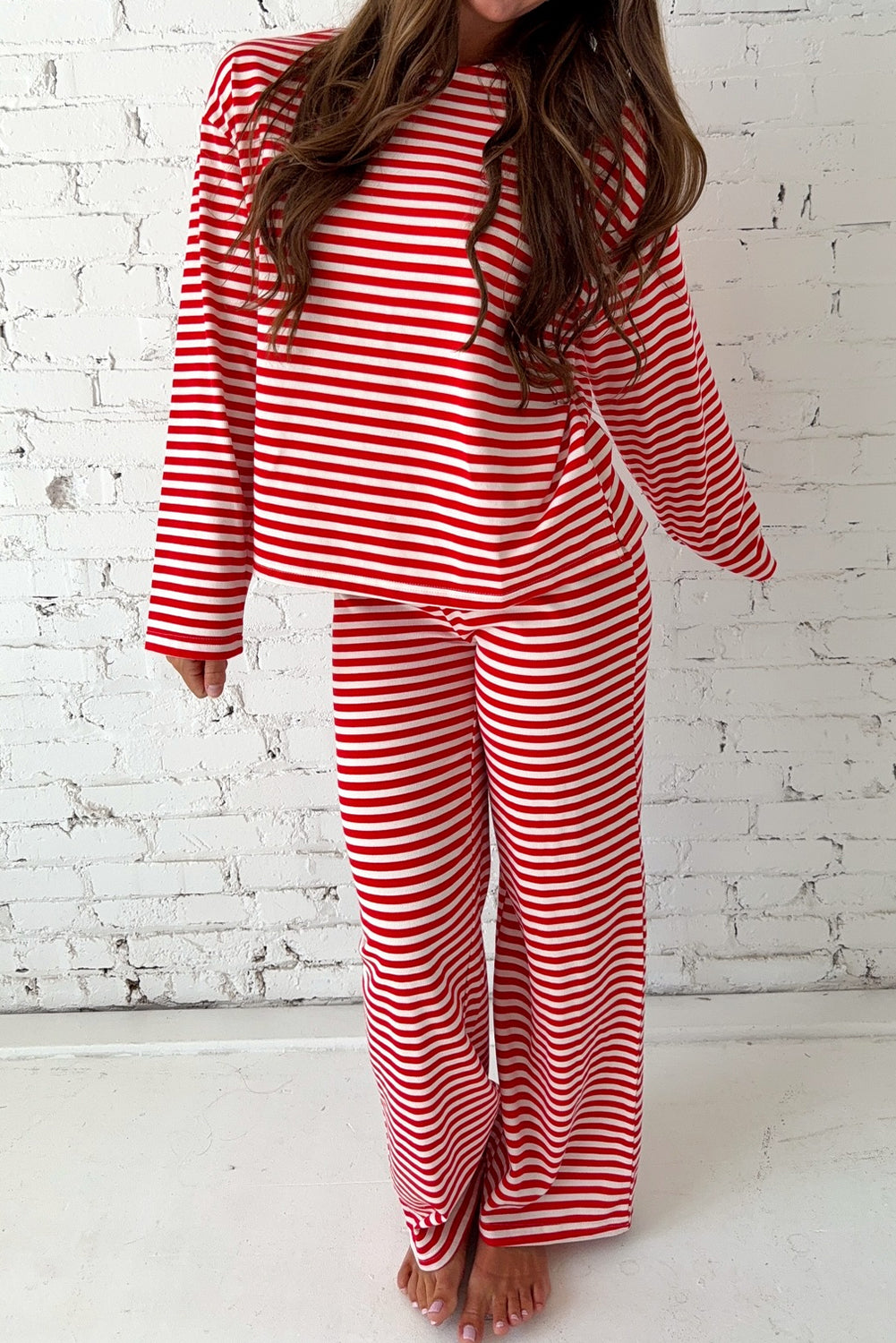 Red Stripe Long-Sleeve Pajama Set