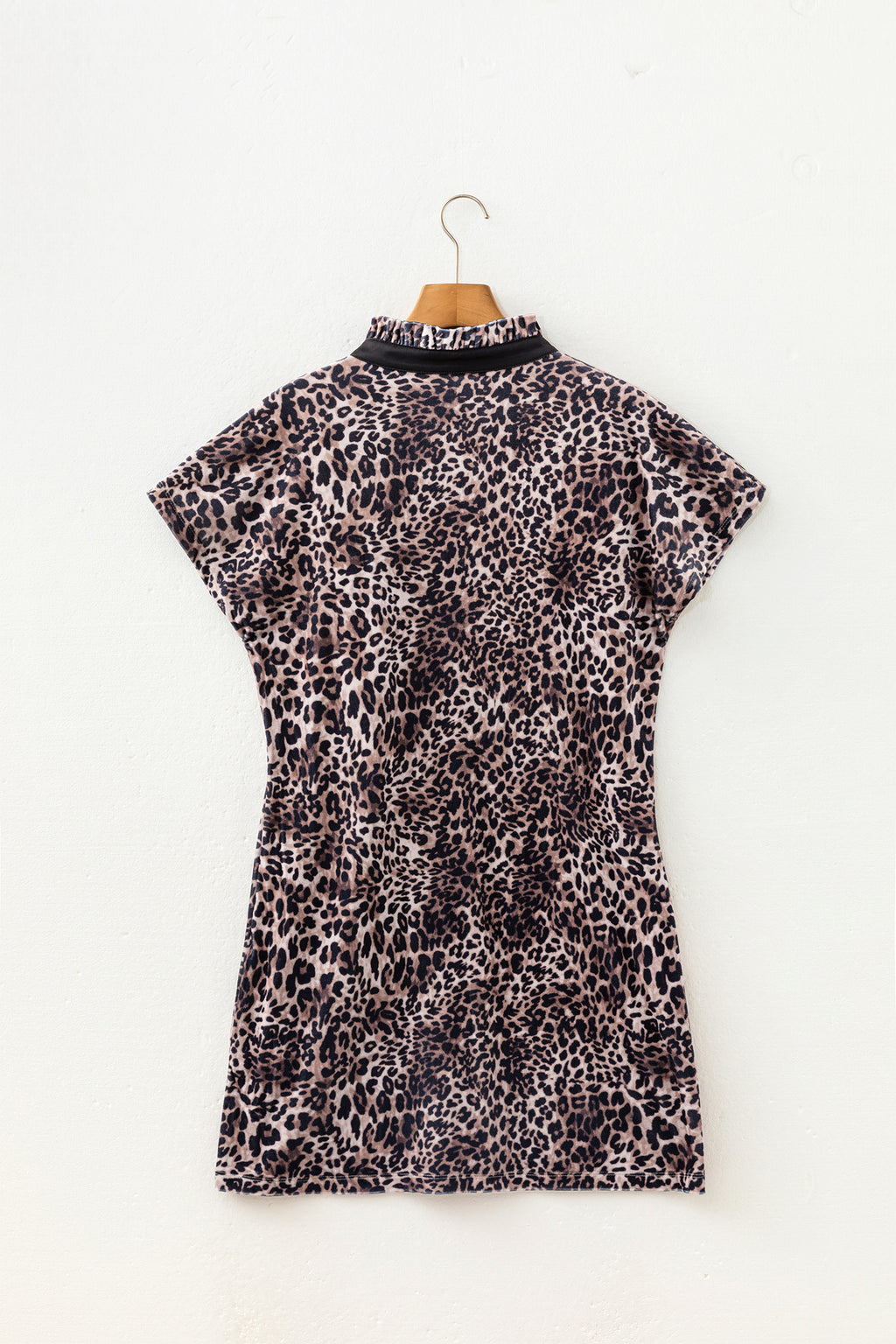 Women's Brown Leopard-Print Short-Sleeve Mini Dress