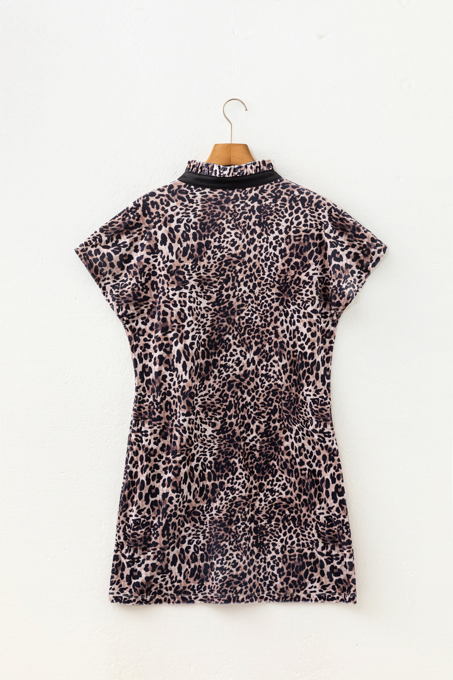 Women's Brown Leopard-Print Short-Sleeve Mini Dress