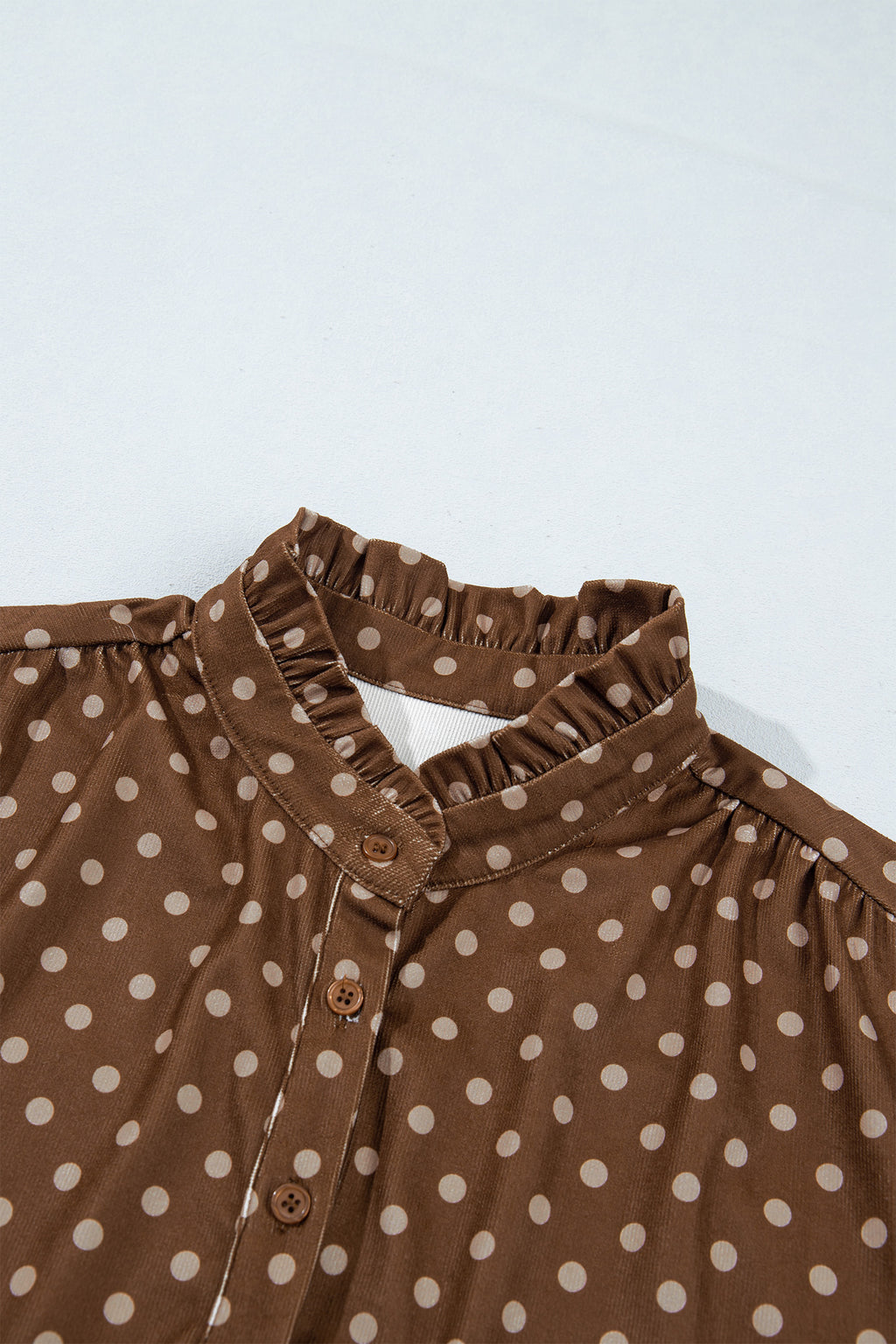 Women's Brown Polka-Dot V-Neck Button-Front Dress