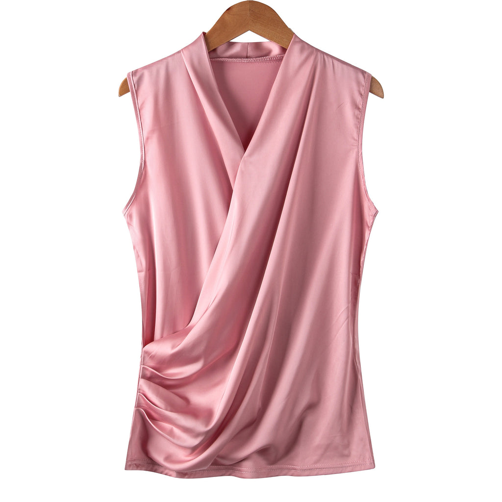 Satin sleeveless V-neck vest top