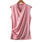 Satin sleeveless V-neck vest top